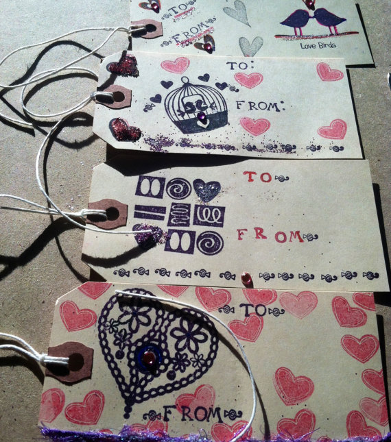 Handmade Valentines Day Gift Tags - 6 Different Tags